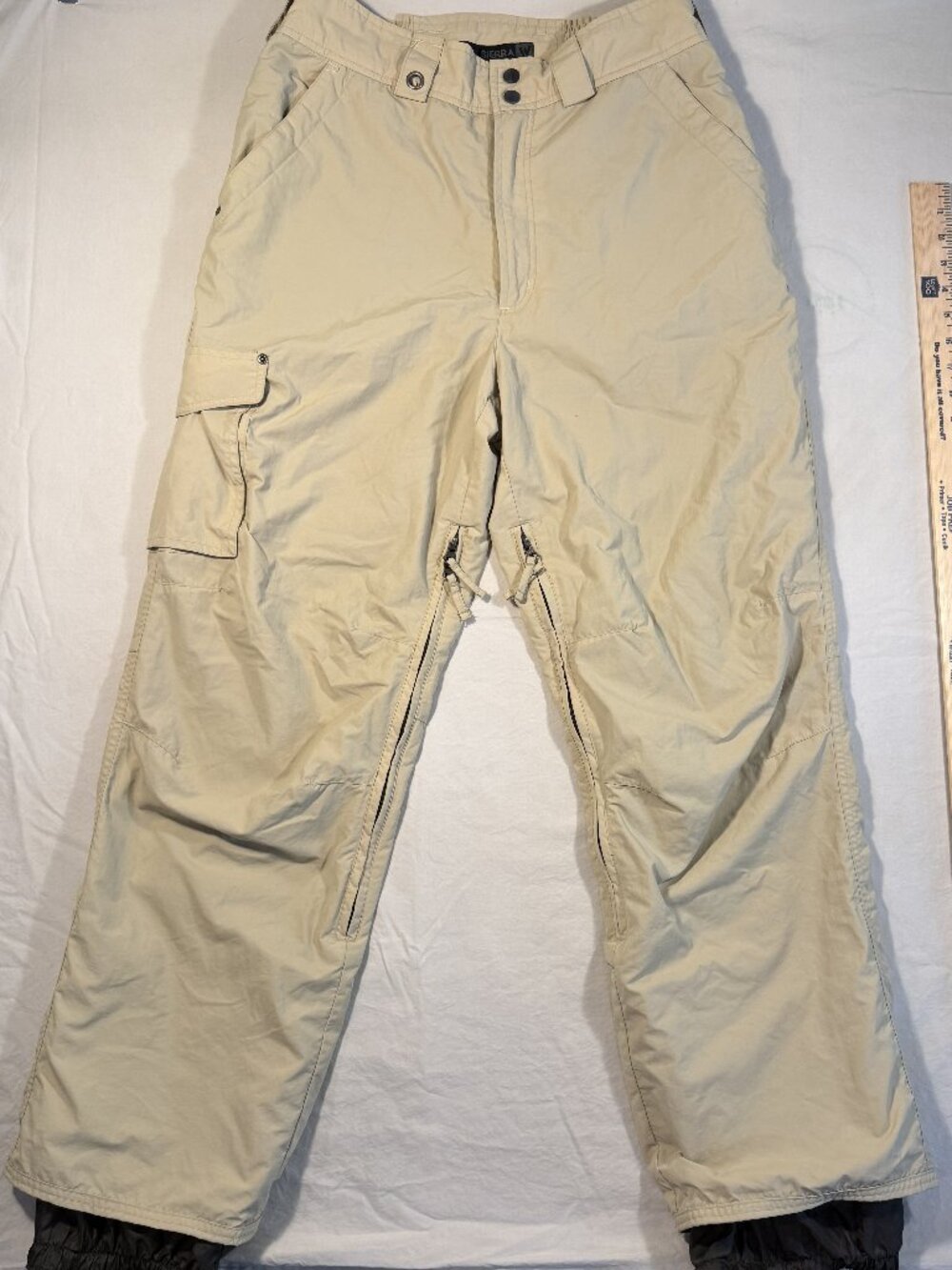 White Sierra Ski Pants Tan Beige Cargo Snowboard Pants Medium Christmas Gift